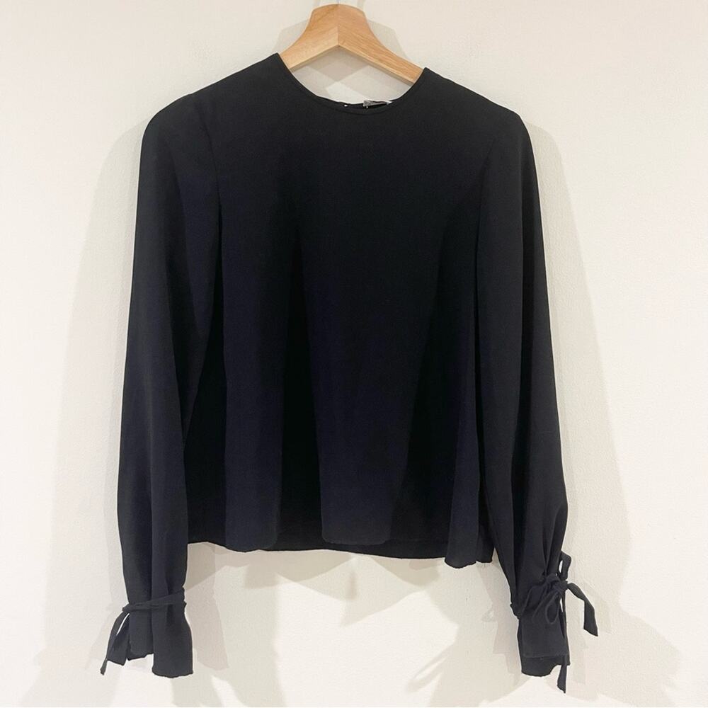 Wilfred Aritzia Elegant Black Women's Blouse Top Long Sleeves with Ties size XS
